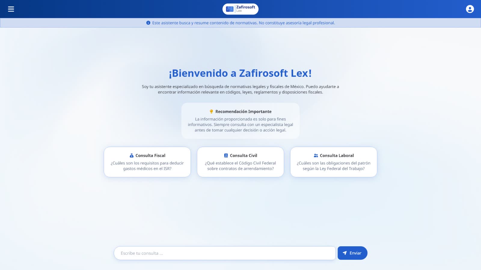 Asistente legal · Zafirosoft Lex